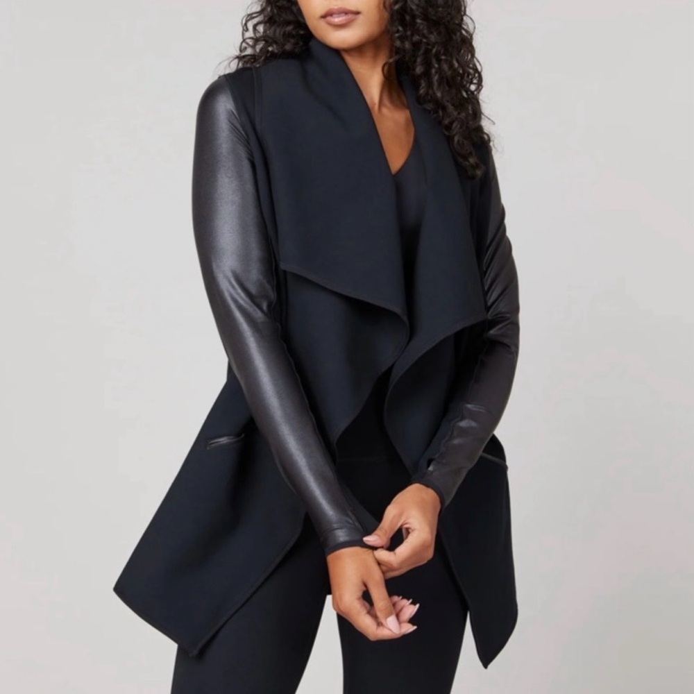 Spanx Black Drape Coat L